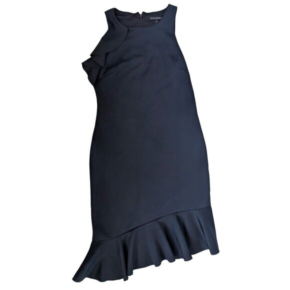 Banana Republic Wrinkle-Resistant Flounced Black Sheath Dress Sz 10 - Picture 4 of 6